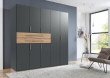 Drehtürenschrank >DIGIT< in GRAFIT - ARTISAN EICHE DEKOR - 225x208x58cm (BxHxT)