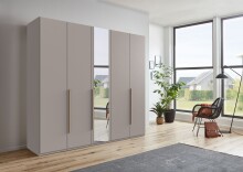 Drehtürenschrank >LONDON< SAHARAGRAU + GRIFFE...