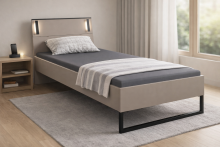 Futonbett >Tilburg< Saharagrau mit LED Beleuchtung, höhenverstellbar 90x200cm (BxL)