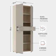 Aktenschrank >Santorin< in Riva Eiche / Cashmere - 80x198x38 (BxHxT)
