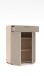 Kommode >Santorin< in Riva Eiche / Cashmere, Melamin + Glas - 80x110x38 (BxHxT)