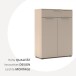 Kommode >Santorin< in Riva Eiche / Cashmere, Melamin + Glas - 80x110x38 (BxHxT)