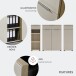 Kommode >Santorin< in Riva Eiche / Cashmere, Melamin + Glas - 80x110x38 (BxHxT)