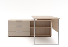 Regal-Schreibtisch >Santorin< in Riva Eiche Dekor, Melamin - 180x77x160 (BxHxT)