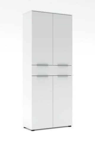 Aktenschrank >Santorin< in Weiß, Holzwerkstoff / Glas - 80x198x38cm (BxHxT)