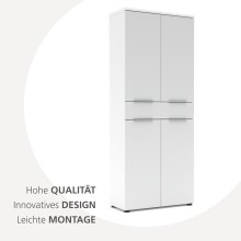Aktenschrank >Santorin< in Weiß, Holzwerkstoff / Glas - 80x198x38cm (BxHxT)