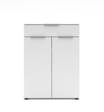 Aktenschrank >Santorin< in Weiß, Holzwerkstoff / Glas - 80x110x38cm (BxHxT)