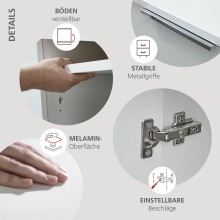 Aktenschrank >Santorin< in Weiß, Holzwerkstoff / Glas - 40x110x38cm (BxHxT)
