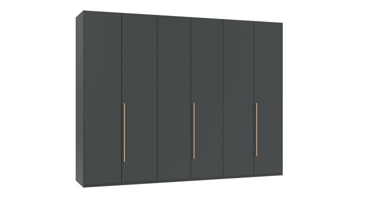 Drehtürenschrank >LONDON< inkl. Inneneinteilung, GRAFIT - 270x208x58cm (BxHxT)