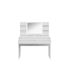 Schminktisch >LAYTON< in Weiss  / Weiss Glanz  - 120,1x141x42cm (BxHxT)