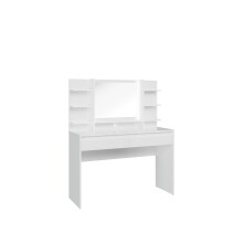 Schminktisch >LAYTON< in Weiss  / Weiss Glanz  - 120,1x141x42cm (BxHxT)