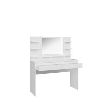 Schminktisch >LAYTON< in Weiss  / Weiss Glanz  - 120,1x141x42cm (BxHxT)