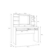 Schminktisch >LAYTON< in Weiss  / Weiss Glanz  - 120,1x141x42cm (BxHxT)