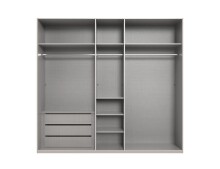 Drehtürenschrank >LONDON< inkl. Inneneinteilung, WEISS / SPIEGEL - 225x208x58cm (BxHxT)