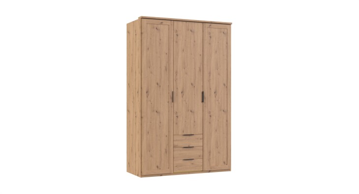 Drehtürenschrank >NADJA< inkl. Inneneinteilung, EICHE DEKOR - 135x208x58cm (BxHxT)