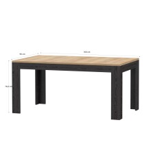 Esstisch >BOHOL< ausziehbar in Riviera Eiche / Cabezone - 160x78,2x90,2cm (BxHxT)