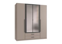 Drehtürenschrank >MARBURG< in SAHARAGRAU - 180x199x58cm (BxHxT)