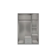 Drehtürenschrank >MARBURG< in WEISS MIT SCHWARZEEN GRIFFEN - 135x199x58 (BxHxT)
