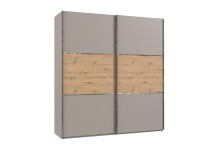 Schwebetürenschrank >indiana A< in SAHARAGRAU / ARTISAN - 200x216x65cm (BxHxT)