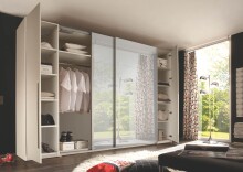 Dreh-/Schwebetürenschrank >Ketty< inkl. Passepartout, weiss / Spiegel - 276x230x70 (BxHxT)