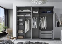 Schwebetürenschrank >indiana A< in WEISS - 250x216x65cm (BxHxT)