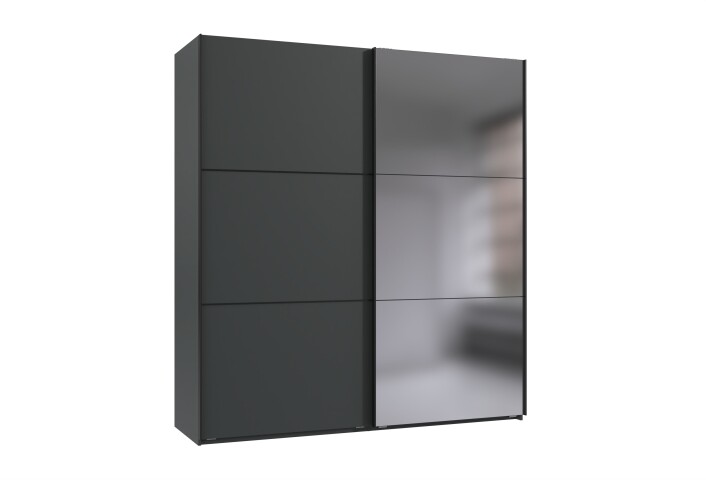 Schwebetürenschrank >indiana A< in GRAPHIT / SPIEGEL - 200x216x65cm (BxHxT)