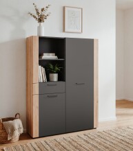 Highboard >Cento< in Anthrazit / Artisan - 100x155x35cm (BxHxT)