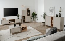 Highboard >Sinop< in Sand / Artisan Eiche Dekor - 90x140x37,5 (BxHxT)