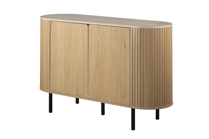 Kommode >Fabia< in Travertin / Eiche Dekor, Holzwerkstoff - 120x80x40cm (BxHxT)