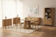 Kommode >Fabia< in Travertin / Eiche Dekor, Holzwerkstoff - 120x80x40cm (BxHxT)