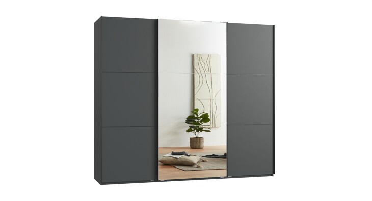 Schwebetürenschrank >indiana A< in GRAPHIT - 250x216x65cm (BxHxT)