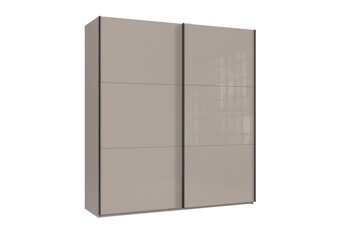 Schwebetürenschrank >indiana C< in SAHARAGRAU + GLAS - 200x216x65cm (BxHxT)
