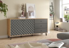 Sideboard >Prisma< in Artisan Oak / Anthrazit matt...