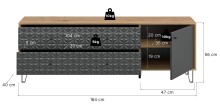 Lowboard >Prisma< in Artisan Oak / Anthrazit matt - 164x56x40cm (BxHxT)