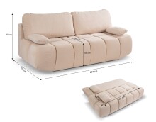 Schlafsofa >Lauder< in beige, Cord - 207x93x105cm (BxHxT)