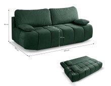 Schlafsofa >Lauder< in smaragdgrün, Cord - 207x93x105cm (BxHxT)