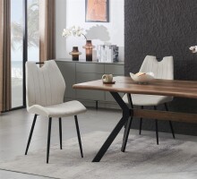 Esszimmerstuhl >Christin< 2er Set in creme, Velouroptik - 52x75x58cm (BxHxT)