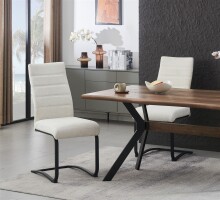 Freischwinger >Leni< 2er Set in creme, Strukturstoff - 43x98x59cm (BxHxT)