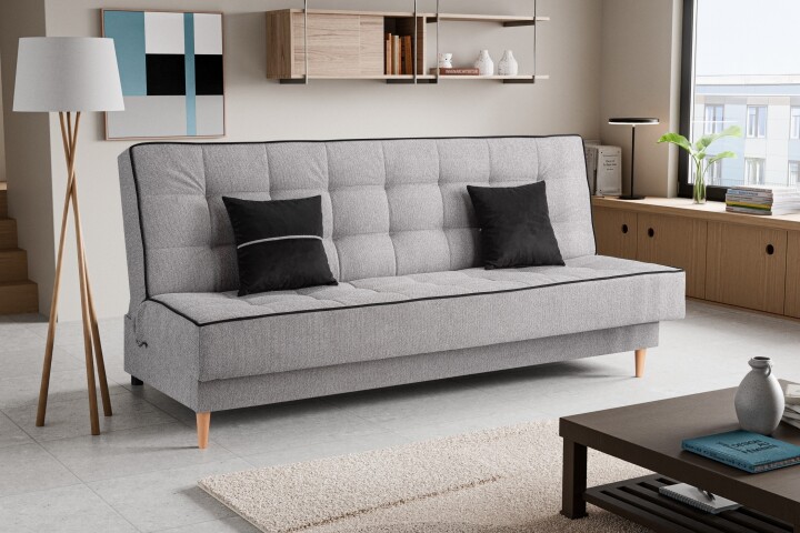 Schlafsofa >Bono< in hellgrau, Strukturstoff - 199x91x91cm (BxHxT)