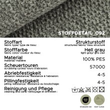 Schlafsofa >Bono< in hellgrau, Strukturstoff - 199x91x91cm (BxHxT)