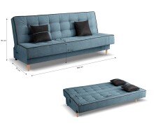 Schlafsofa >Bono< in blau, Strukturstoff - 199x91x91cm (BxHxT)