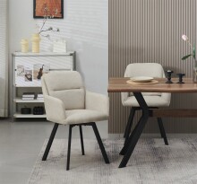 Stuhl >Sophie< 2er Set in creme, Chenille-Optik - 53x87x62cm (BxHxT)