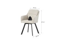 Stuhl >Sophie< 2er Set in creme, Chenille-Optik - 53x87x62cm (BxHxT)