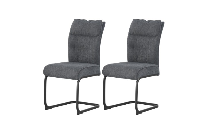 Freischwinger >Frieda< 2er Set in anthrazit, Chenille-Optik - 47x94x61cm (BxHxT)