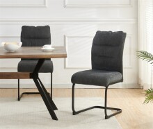 Freischwinger >Frieda< 2er Set in anthrazit, Chenille-Optik - 47x94x61cm (BxHxT)