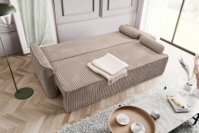 Schlafsofa >Grubs< in grau-beige, Cord - 225x96x93cm (BxHxT)
