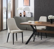Stuhl >Claudia< 2er Set in creme, Velouroptik - 44x88x58cm (BxHxT)