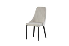 Stuhl >Claudia< 2er Set in creme, Velouroptik - 44x88x58cm (BxHxT)