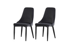 Stuhl >Claudia< 2er Set in anthrazit, Velouroptik -...