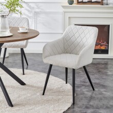Stuhl >Lea< 2er Set in creme, Webstoff - 56x83x60cm (BxHxT)
